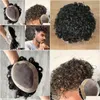 Kits d'extension de cheveux TOUPEES 20 mm Curly Breathable Mesh Super Durable Mono Lace with PU Around Human Fashion Toupee Remplacement System OTWPI