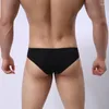 Underbyxor herr sexiga underkläder trosor märke is silk ultratunn transparenta män sömlösa trosor påse bikini erotisk