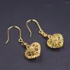 Brincos de balanço reais Pure 18k Yellow Gold Women Gift Lucky Bad Hollow Heart 2.1g