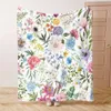 Floral Soft Flannel Blanket - Tiro accogliente multiuso, multiuso per casa e da viaggio, regalo in stile contemporaneo