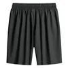 Shorts masculinos plus size l-8xl verão casual masculino gelo gelo seda fina de joelho respirável na altura da cintura elástica praia esportiva ao ar livre