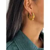 Dangle Ohrringe Messing mit 18K echten Gold -Natürlichen Kügelchen Hoop Frauen Juwelierfeier Boho t zeigen Kleid Runway Ruhige koreanische Japan Ins