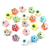 10/20PCS Flower Ceramic Turkish Beads Flower Round Spacer Beads Porcelain Eye Beads For Jewelry Diy Making Bracelet Accessories