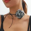 Ketens mesh rozen kettingen voor vrouwen handgemaakte bloem lange geknoopte touwketen choker dames 2024 verstelbare sieradenaccessoires