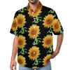 Camicie casual maschile per girasole camicette uomini a strisce bianche e nere pattern hawaiane a maniche corte oversize