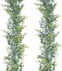 Dekorativa blommor 2 förpackningar Eucalyptus Garland 11.8ft falska vinstockar grönska bakgrundsdekor hängande växt