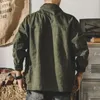 Herrjackor vår och höst street casual jacka kläder klassisk retro armé grön skjorta lösa lapel utomhus arbetskläder