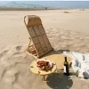 Rattan Tatami Portable Recliner: Folding Beach Wicker Cane Bamboo Lounger Pool Chaise Sun Bed Foldbar Camp Deck ryggstöd