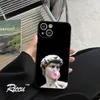 Black Funny Art Résumé Case pour iPhone 14 12 13 11 Pro Max Xs Max XR x 7 8 Plus Mini SILICONE Statue Soft TPU Cover