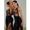 Vestimenta de escenario zym latin dance disfraz mujeres encaje tops de falda irregular Club de ropa de tango Prom Adulto Rumba Performance DNV19731