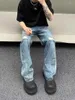 Męskie dżinsy y2k 2024 America Ins Projektowanie mody Szyty Silhouette Umyj się retro proste długie spodnie Harajuku Hip Hop Man