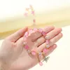 Party Decoration Butterfly Beaded Bracelet For Women Girls Pink Purple Imitation Jade Bohemian Crystal Hand Jewelry Birthday Gifts Supplies