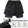 Herenprestaties Shorts Print 2 In 1 Gym Compressie Rekbare sport Snelle droge fitness Training Summer 240403