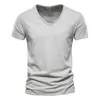 Mode mens t-shirt avancerad bomull fast färg kort ärm topp sommar casual sportkläder hög kvalitet mens s-5xl 240328