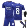 21-22 Real Madrid Home and Away No.9 Benzema Adult Football Jersey Childrens Training Kit+socks