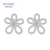 Stud Earrings Moissanite Flower Lab Created Diamond With 2 Pieces Gift For Women Girl