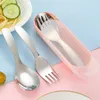 Dijksets Sets draagbare bestek set met opbergdoos fruit vork cake lepels roestvrijstalen lepel kit voor reiskamperen keuken servies