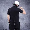 Camicie da uomo Versione estiva Corea T-shirt Maglietta Design Zipper Design Back Cross Punte Fashion
