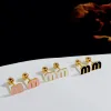 Stainless Steel Letter M Luxury Designer Stud Earrings for Women Fashion Brand Jewelry Delicate Cute Tiny Earring Earings Ear Rings Accessories