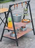 Decoratieve borden Outdoor opbergrek camping apparatuurtriangle aluminium legering opvouwbare ronde picknicktafel hangende lamphouder