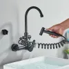 Rubinetto da cucina nera/ nichel con mixer per acqua fredda a parete calda a parete a spruzzo tocco 360 rotare lavello cucina tap grouda tidet rubinetto