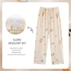 Sleep abbigliamento da donna Primavera Summer Stampa di sonno in gravidanza Incinea Bottom Regolabile in vita Long Slieto Pantaloni di cotone del pigiama