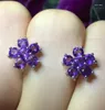 Gestüt Ohrringe Mode silberne Blume mit Edelstein 3mm Natural Amethyst für tägliche Verschleiß 925 Schmuck