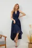 ALine Blue Wedding Guest Dresses Convertible Infinity Mother Dress Formal Tea Length One Shoulder Chiffon Multiway Maxi 240401