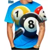 2024 Neues 3D-bedrucktes T-Shirt-Pool-Bälle Billard gedruckte Männer Frauen Hemd Casual Hemd lustige T-Shirts O-Neck Tops