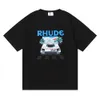 Rhude herr t -shirt högkvalitativ tess designer casual mode kort ärm Europe Amerika män kvinnor runda nacke tshirts oss storlek