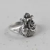 Anelli a grappolo in 925 Silver Vintage Ethnic Ethnic Carpa Copper Coin Money for Women Exquisite Charm Ring Banquet Gioielli regolabili