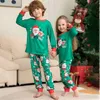 2022 Green Print vert Santa Claus Christmas Pajamas Famille Parent-Child Set Pyjama