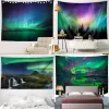 Northern Lights Tapestry Waterfall Night Polar Starry Sky Picnic Mat Plage Touleur serviette murale