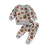 Pantaloni MA Baby 03Y Halloween bambino bambino bambini bambini per bambini abiti da ragazza set di abiti con stampa a maniche lunghe Trotette di pantaloni costumi D01