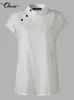 Chemises de femmes pour femmes Fashion Femmes Blouses 2024 Été coton Blusas Mujer Shirt blanc élégant Taunique à manches courtes élégantes Léger 240411