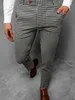 Pantaloni da uomo a strisce a strisce a quadri da uomo Gentlemens Business Wear Pants Stretch per quotidiano 240411