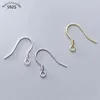 10pcs Real Solid 925 STERLING Silver Oree Hooks Wire 18k Gold Spring Oreing Clasps pour fabriquer des boucles d'oreilles Riveaux de bijoux