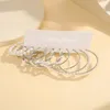 Hoop Earrings Vintage Silver Color Pearl Set For Women Girls Trendy Metal Geometric Twist Round Circle Beaded Jewelry