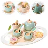 Table Stove Kid Stupisce tè per le cariche realistiche di tè per bambini in miniatura in ceramica pretendenza in legno