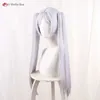 Anime -Kostüme Anime Frier Cosplay -Perücke 65 cm Silber Weiß Frauen Frier Perücken hitzebeständiges synthetisches Haar + Perückenkappe 240411