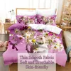 Фиолетовая цветочная одеяла, набор двуспальная кровать 200x200 Тонкие цветочные постельные принадлежности 3pcs 2pcs с наволочкой однодельного стеганого одеяла 220x240