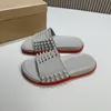 Designer rode bodems slippers klinknagels sandalen mannen glijden plat schoenen zomer spike rood dikke zool buiten sandaal maat 38-46 met doos