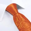 Bow Ties 8cm Orange Paisley Silk For Men Pocket Square Cufflinks 150cm Length Business Wedding Party Neck Tie Accessories Wholesale