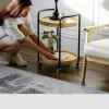 Movable Solid Wood Light Luxury Coffee Tables Small Apartment Living Room Creative Corner Table with Wheels Cart Side Table