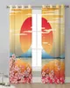 Japanese Style Mt. Fuji Cherry Blossom Sunset Curtain Tulle Curtains For Living Room Kitchen Window Treatments Voile Curtains