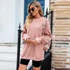 Women's T Shirts Casual Style Oversize Solid Color Pullover Fall-Winter 2024 gängad stickad långärmad tröja kvinnor grossist
