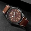 Relógios de pulso Moda de moda de moda os óculos para homens retrô Big Dial Dial Quartz Assista Hombre casual de couro casual casual