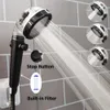 3 lägen högtryck duschhuvud svart vattenbesparande regnfilter duschhuvud stort boost eko spray munstycke badrumstillbehör