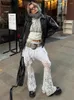 Pantaloni da donna nsauye sexy da donna in pizzo casual chic y2k high waled 2024 Summer Fashion Fashion White White Streetwear
