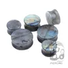 2pcs Labradorit Labradorite Stone Flash Breaking Percing Oreja Teates y túneles Expuladores de orejas para mujeres 8 mm-25 mmmmmm